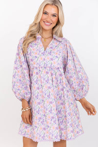 Gracefully Yours Lavender Floral Dress