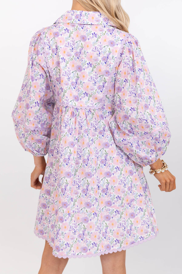 Gracefully Yours Lavender Floral Dress