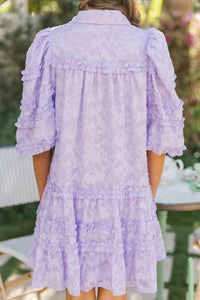 Girls: Just Keep It Up Lavender Textured Ruffled Dress