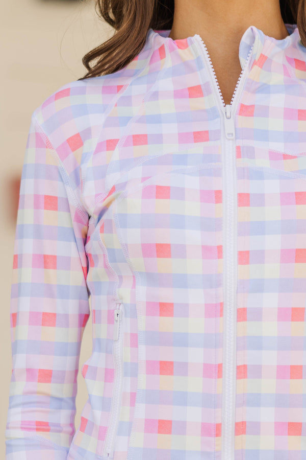 Girls: Sharing Stories Blue Gingham Cropped Jacket