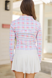 Girls: Sharing Stories Blue Gingham Cropped Jacket