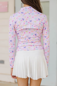 Girls: Sharing Stories Pink Bow Print Cropped Jacket