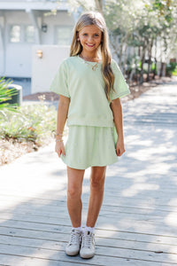 Girls: Styled To Shine Mint Pearl Embellished Skort