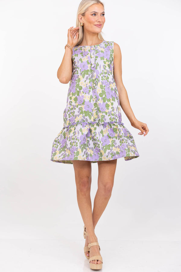 Signature Style Lavender Brocade Shift Dress