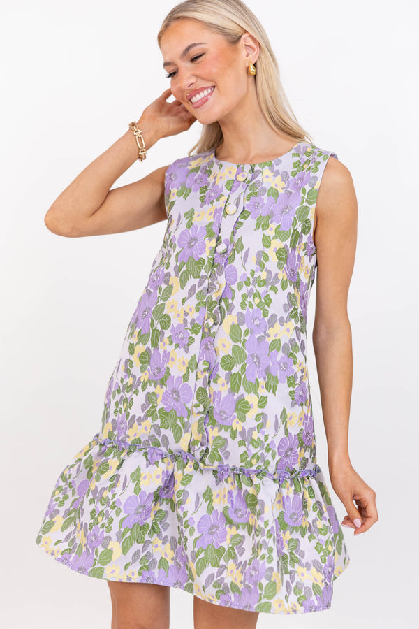 Signature Style Lavender Brocade Shift Dress