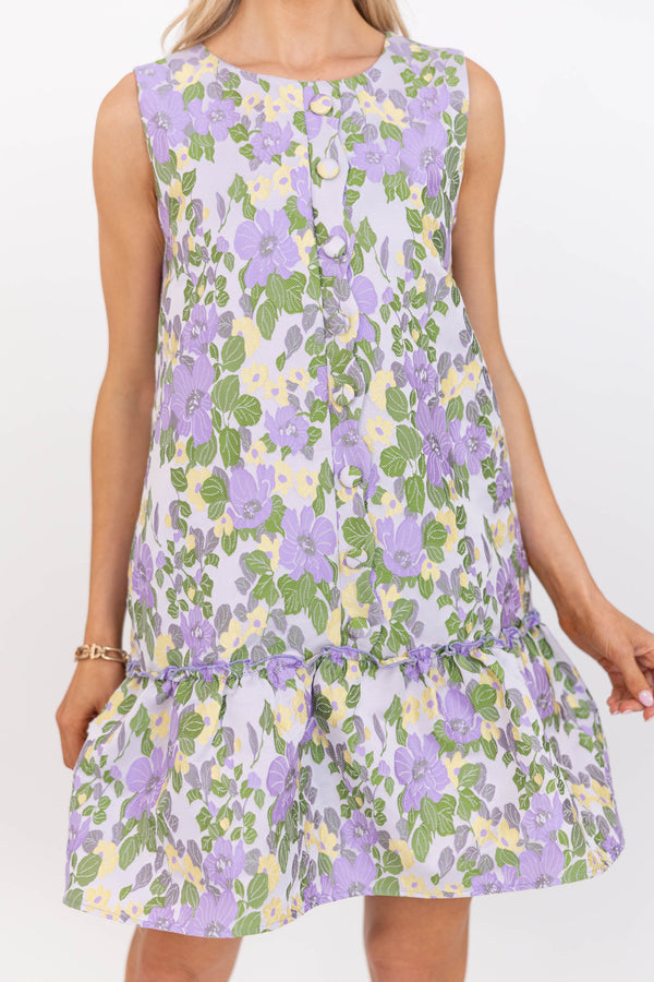 Signature Style Lavender Brocade Shift Dress