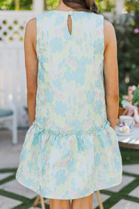 Girls: Signature Style Light Blue Brocade Shift Dress