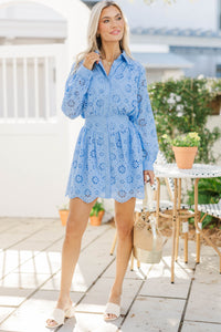 Always Radiant Blue Eyelet Dress