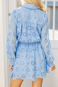 Always Radiant Blue Eyelet Dress