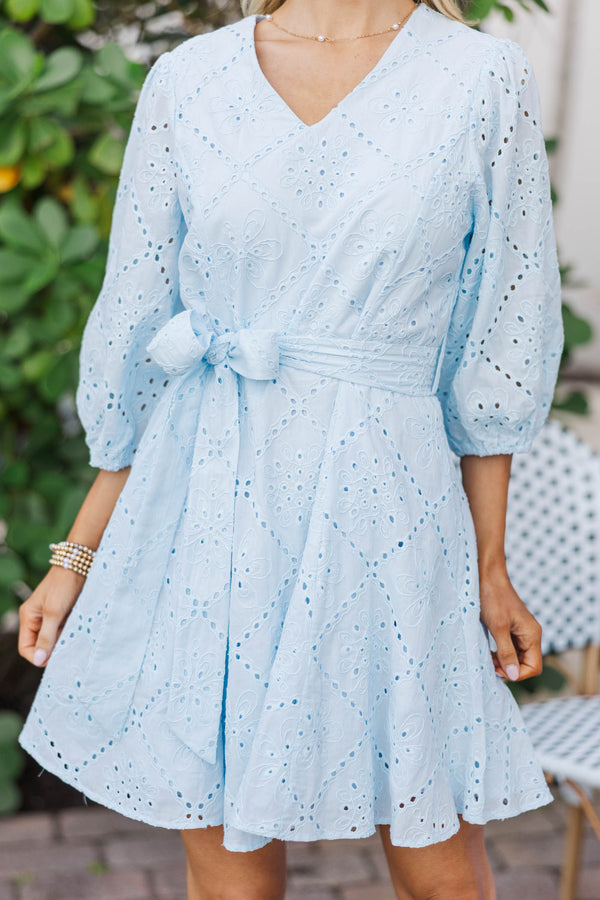 Edge Of Chic Blue Eyelet Dress – Shop the Mint