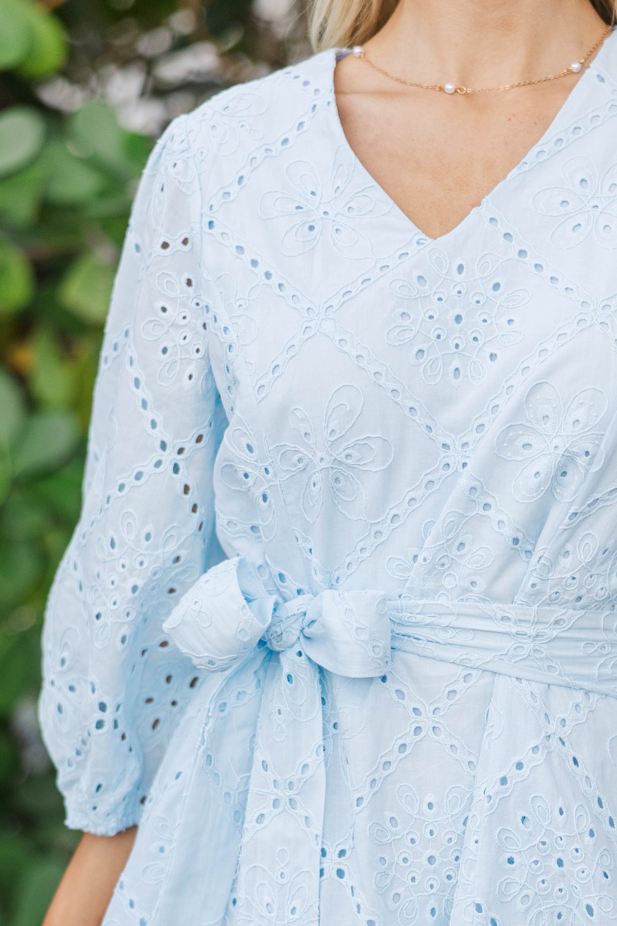 Edge Of Chic Blue Eyelet Dress – Shop the Mint