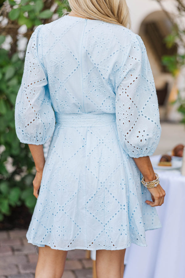 Edge Of Chic Blue Eyelet Dress