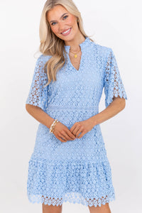 Timeless Appeal Light Blue Crochet Dress