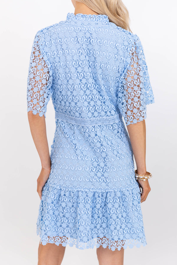 Timeless Appeal Light Blue Crochet Dress