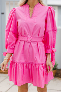All Time Chic Pink Bubble Sleeve Dress