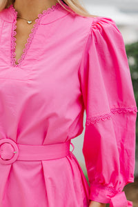 All Time Chic Pink Bubble Sleeve Dress