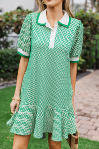 Perfect Finish Green Textured Shift Dress