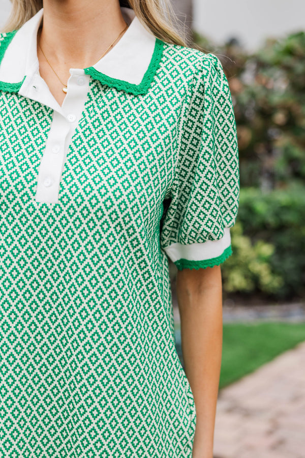 Perfect Finish Green Textured Shift Dress