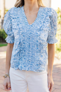 Darling Muse Blue Toile Blouse