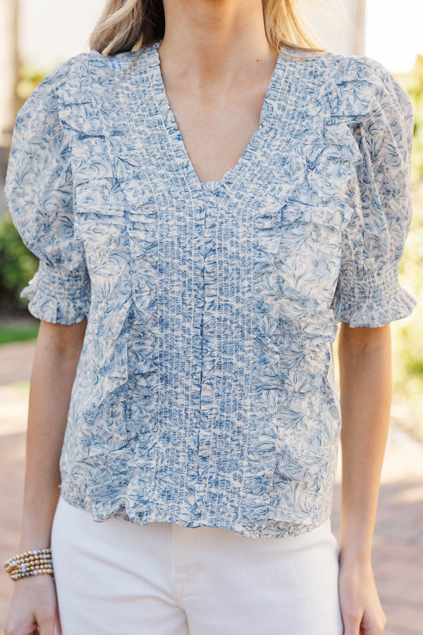 Darling Muse Blue Toile Blouse
