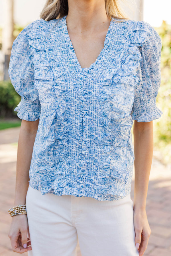 Darling Muse Blue Toile Blouse