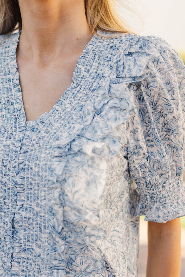 Darling Muse Blue Toile Blouse
