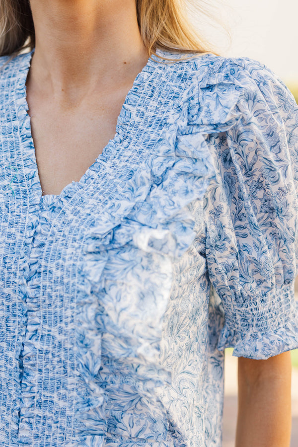 Darling Muse Blue Toile Blouse