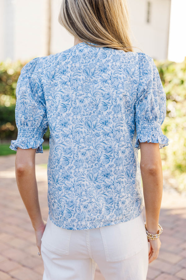 Darling Muse Blue Toile Blouse
