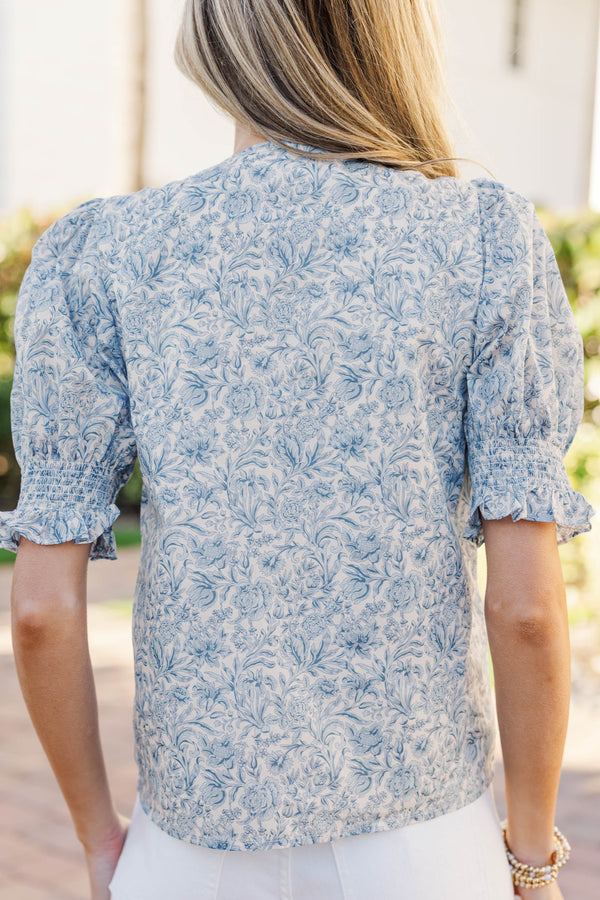 Darling Muse Blue Toile Blouse