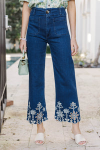 Big Dreams Cream Embroidered Jeans