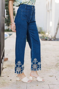 Big Dreams Cream Embroidered Jeans