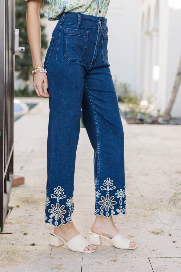 Big Dreams Cream Embroidered Jeans