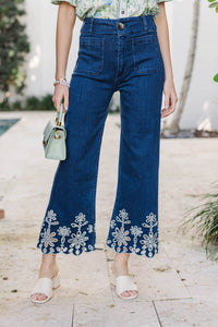 Big Dreams Cream Embroidered Jeans