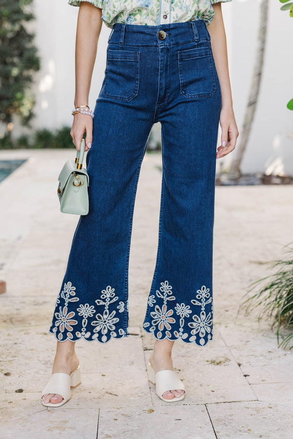 Big Dreams Cream Embroidered Jeans