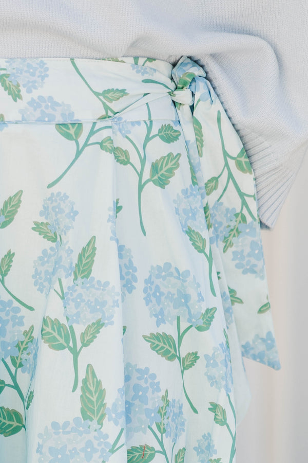 The Club Light Blue Hydrangea Print Midi Skirt