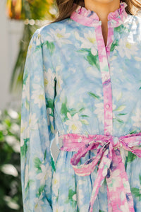 Sunny Mood Blue & Pink Floral Maxi Dress