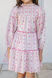 Girls: The Mariana Cream & Pink Floral Babydoll Dress