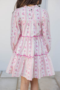 Girls: The Mariana Cream & Pink Floral Babydoll Dress