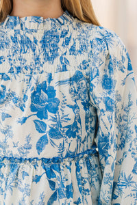 Girls: The Mariana Blue Toile Babydoll Dress