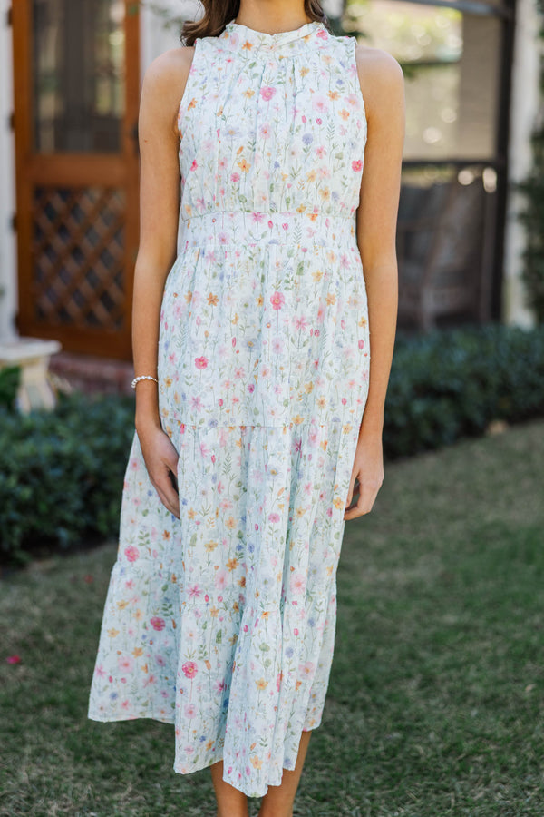 light blue floral maxi dress Girls: Fresh Focus Light Blue Floral Maxi Dress – Shop the Mint