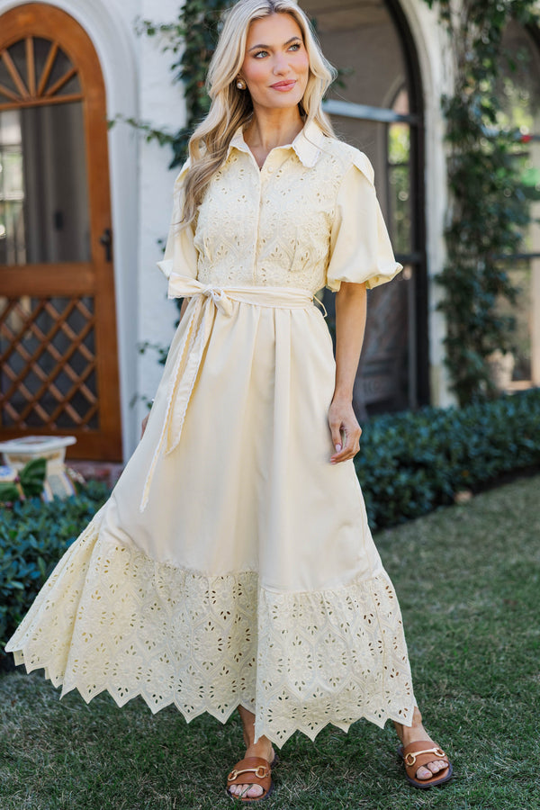 Chic Vision Yellow Striped Midi Dress