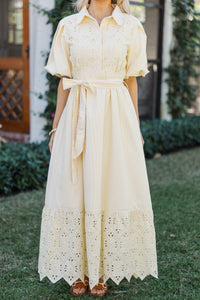 Chic Vision Yellow Striped Midi Dress