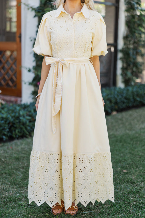 Chic Vision Yellow Striped Midi Dress