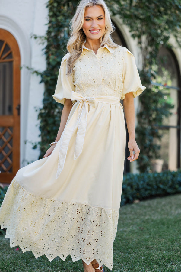 Chic Vision Yellow Striped Midi Dress