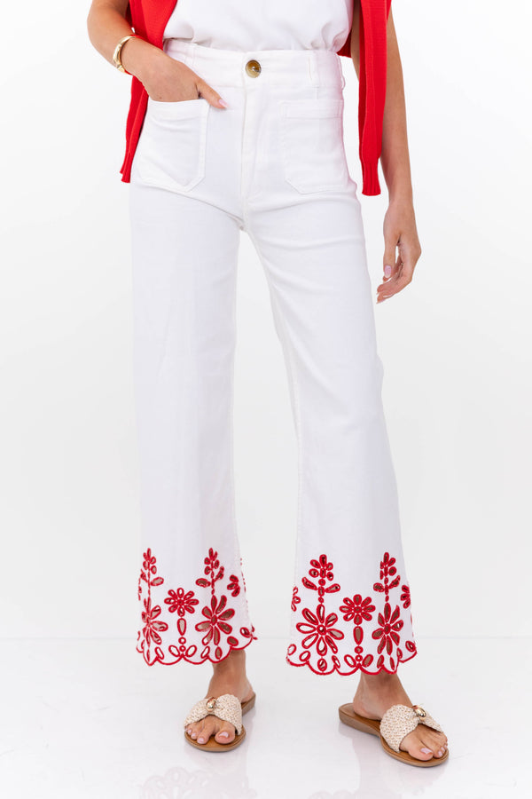 Big Dreams White Embroidered Jeans