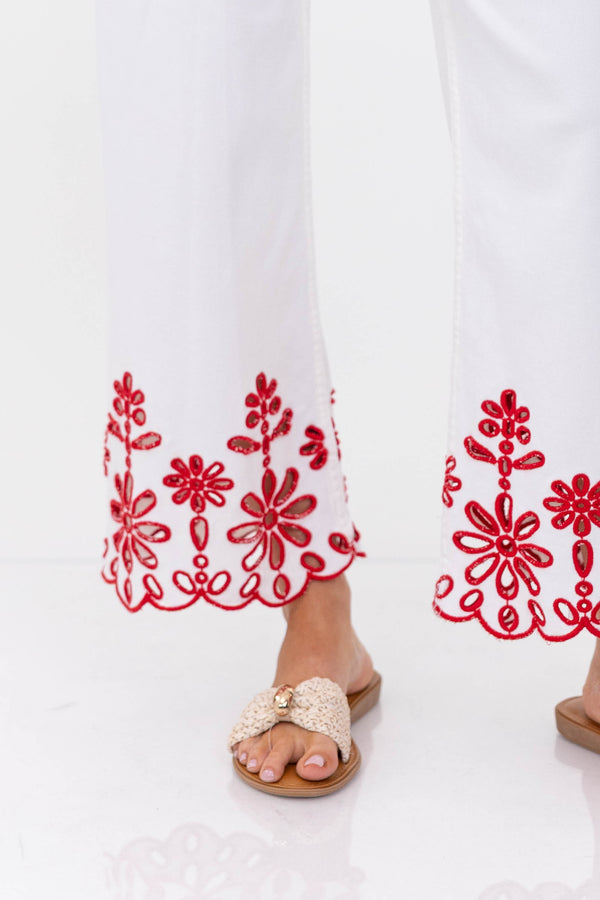 Big Dreams White Embroidered Jeans