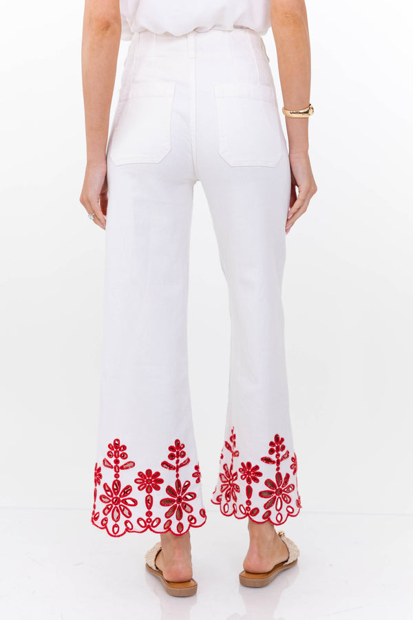 Big Dreams White Embroidered Jeans