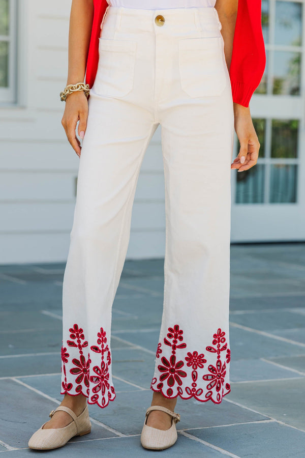 Big Dreams White Embroidered Jeans