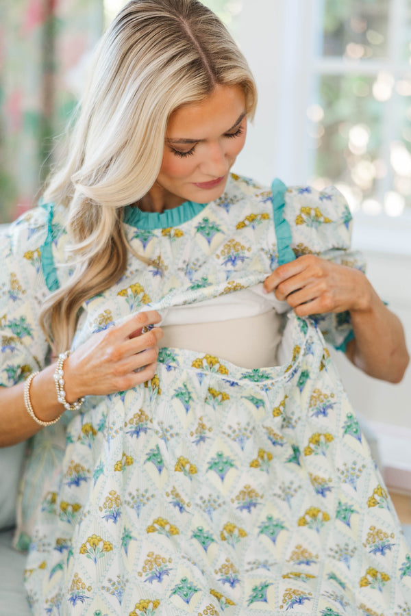 NURSING COLLECTION: In Wonderland Light Blue Medallion Dress