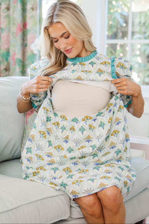 NURSING COLLECTION: In Wonderland Light Blue Medallion Dress